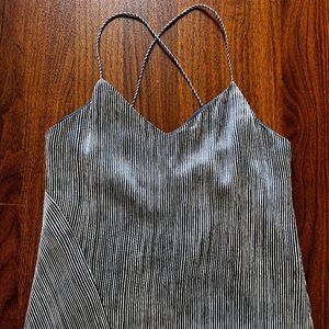 Theory Spring Navy Painterly Stripe Easy Cross Back Dress